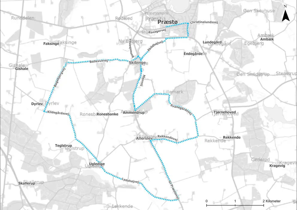 Kort for skolebusrute 2