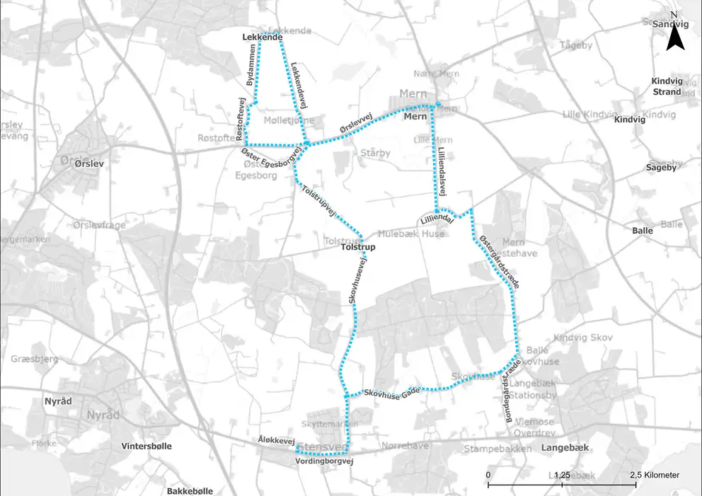 Kort for skolebusrute 9